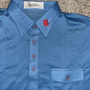 Vintage blue Cadence Bank Houston Open Golf Pocket Polo shirt M retro men’s